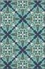 Rectangular Blue Geometric Stain-Resistant Synthetic Rug