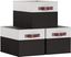 XL White and Black Fabric Storage Bins with Faux Leather Handles