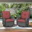 Grey and Red Outdoor Wicker Rocking Lounge Chairs with Cushions