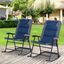 Navy Blue Steel Outdoor Rocking Chairs with Cushions, Set of 2