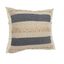 Denim and Tan Coastal Striped Jute Throw Pillow, 20" Square