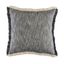 Dark Blue and White Cotton Fringe Throw Pillow, 20" Square