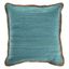 Riley Aqua and Jute Border Square Throw Pillow, 20" x 20"