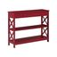 Cranberry Red Wood Console Table with Storage Shelves