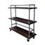 Industrial Black Wood and Steel 3-Tier Bar Cart with Wheels