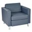 Pacific Blue Faux Leather Barrel Accent Chair with Metal Legs