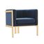 Royal Blue Velvet and Brass Geometric Accent Chair