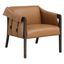 Camel Faux Leather Barrel Accent Chair with Wood Frame