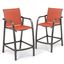 Pellebant Orange Textilene Aluminum Outdoor Counter Height Bar Stools, Set of 2