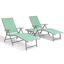 Green Aluminum Outdoor Folding Chaise Lounge and Table Set