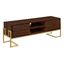 Dark Walnut and Gold 60" Modern Media Console with Drawers