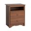 Elegant Cherry Nightstand with Open Shelf and Antique Bronze Knobs