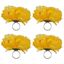 Yellow Peony Flower Napkin Rings Set of 4