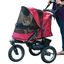 Rugged Red No-Zip Dog Jogging Stroller with Mesh Screen