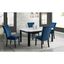 Celine White Marble Dining Set with Blue Velvet Chairs