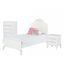 White Twin Faux Leather 3-Piece Bedroom Set with Chest and Nightstand