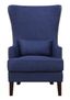Transitional Flared Back Blue Wood Accent Chair