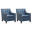 Marine Blue Velvet Accent Chair with Manufactured Wood Frame