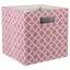 Rose Pink Lattice Fabric Collapsible Cube Storage Bin