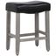 Antique Gray-Black Leather Saddle Seat 24" Bar Stool