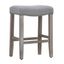 Antique Gray 24" Backless Saddle Counter Stool with Gray Linen Seat