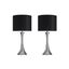 Polished Nickel 24" Table Lamp Set with Black Silk Shade