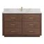 Porto 55" Dark Brown Oak Single Vanity with White Quartz