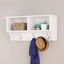 White Wall-Mounted Entryway Shelf with Hooks and Compartments