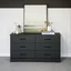 Rustic Black Farmhouse Double Dresser with Six Drawers