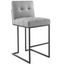 Privy Light Gray Tufted Upholstered Bar Stool with Black Metal Base