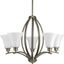 Joy Antique Bronze 5-Light Chandelier with Etched Glass