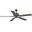 Lakehurst 60" Black and Oak 5-Blade Ceiling Fan with Remote