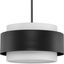 Silva Matte Black and White Linen Drum Pendant Light