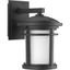 Black Aluminum Cylinder Outdoor Wall Sconce with Etched Glass