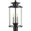 Squire Black Steel 3-Light Outdoor Post Lantern with Clear Glass