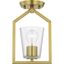 Brushed Gold and Clear Glass Semi-Flush Mount Light