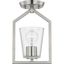 Vertex Brushed Nickel Clear Glass Semi-Flush Mount Light