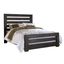 Distressed Black Pine King Panel Bed with Wide Slat Headboard