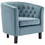 Sea Blue Velvet Barrel Armchair with Espresso Wood Legs