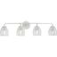 Quillan White Plaster Four-Light Vanity Fixture with Clear Glass Shades