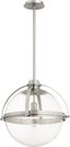 Satin Nickel 20" Globe Pendant Light with Clear Glass Shade