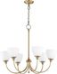 Celeste Aged Brass 6-Light Chandelier with Satin Opal Glass Shades