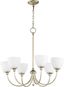 Celeste Transitional 6-Light Chandelier in Aged Silver Leaf with Satin Opal Glass