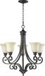 Bryant Transitional 5-Light Chandelier in Oiled Bronze with Amber Scavo Glass