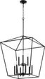 Elegant Noir Black Glass 9-Light Chandelier for Indoor/Outdoor Use