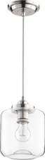 Satin Nickel 60W Clear Glass Drum Pendant Light