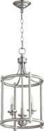 Elegant Satin Nickel 3-Light Candelabra Pendant with Crystal Accents