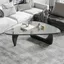 Elegant Black Triangle Glass Coffee Table with Solid Wood Base