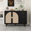 Black and Beige Rattan 2-Door 3-Drawer Sideboard Cabinet