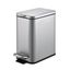 Silver Stainless Steel Rectangular Pedal Trash Can with Matte Finish